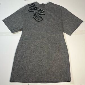 Mojo.S.Phine Medium Shift Dress Midi Gray Abstract 3D Zipper Accent Design Lined